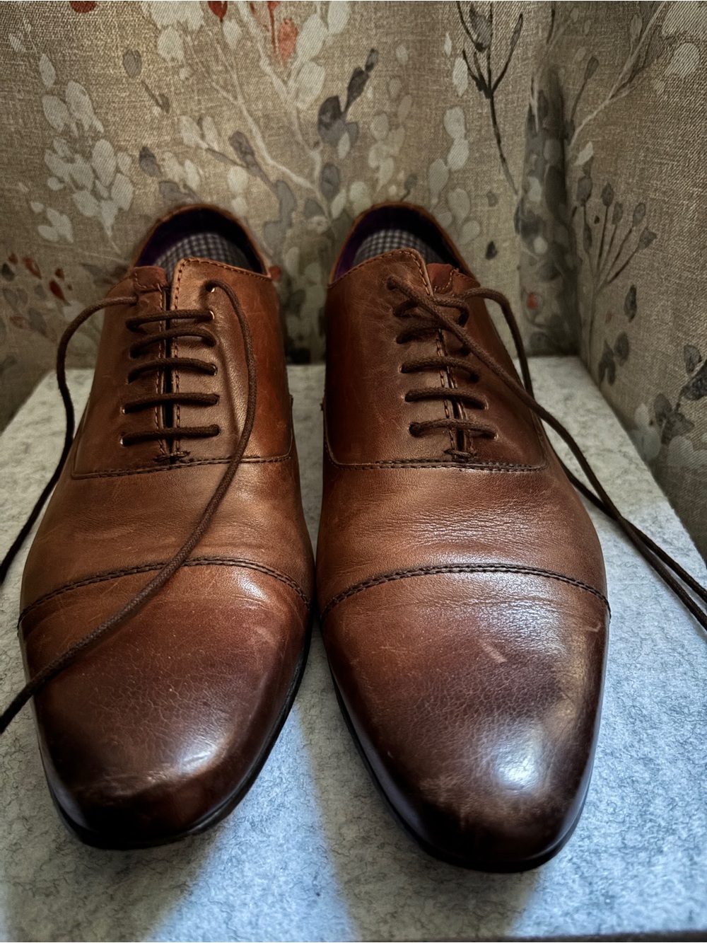 Ted Baker Brown Leather Cap-Toe Oxford Shoes - Men's